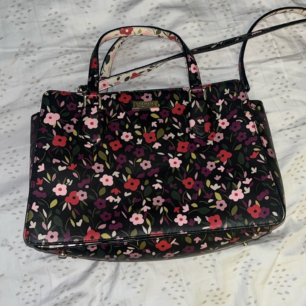 Kate Spade LAUREL WAY BOHO FLORAL REESE Leather Satchel Crossbody Bag